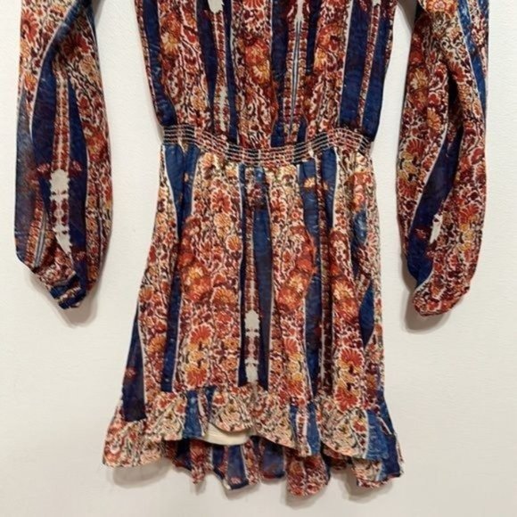 Show Me Your MuMu Off the Shoulder Long Sleeve Mini Floral Dress Size M - Picture 3 of 7